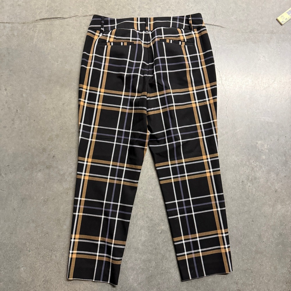 Loft Outlet Skinny Ankle Pants Size 14 Black Tan Plaid Check Trousers 3816